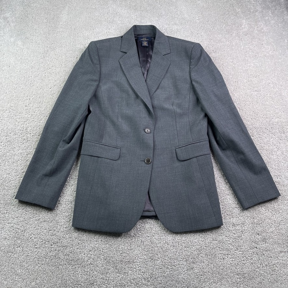 Brooks Brothers Blazer Womens 6 Gray Stretch Wool 346 Career Office Coat Jacket